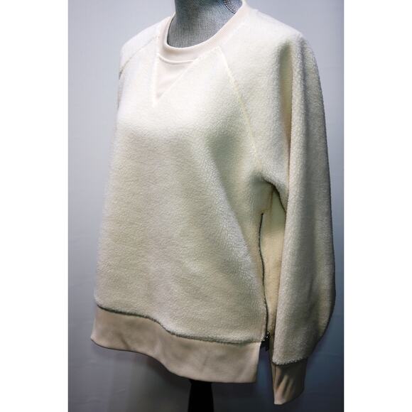 NEW RALPH LAUREN FLEECE CREW SWEATER DOUBLE SIDED ZIP CREAM MSRP $145 - M - Picture 3 of 6